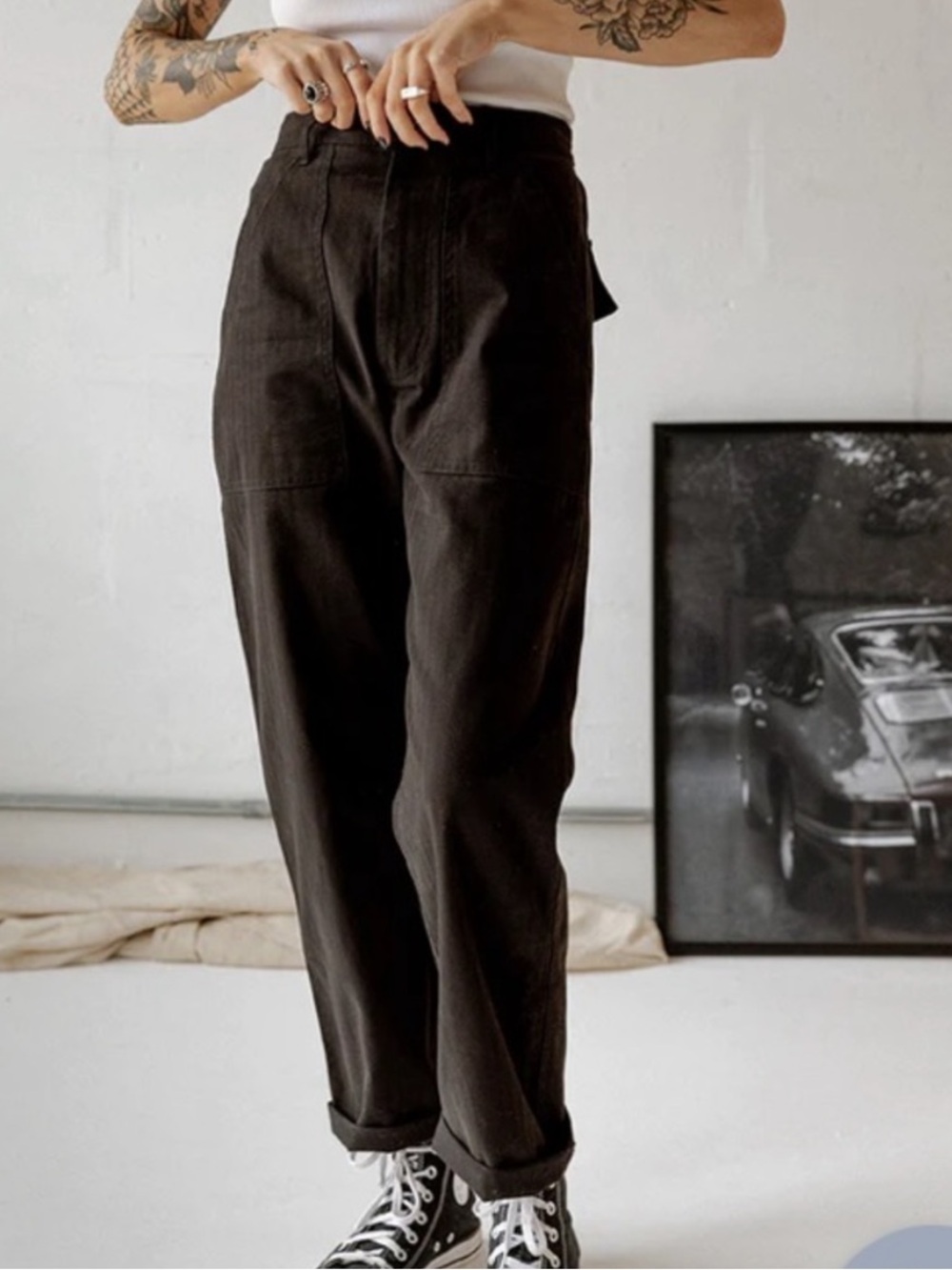 P&Co Black Service Fatigues Straight-Leg Pants